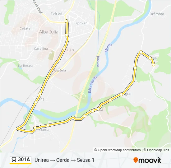 301A Bus Line Map