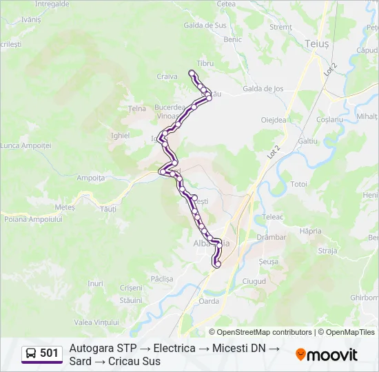 501 Bus Line Map