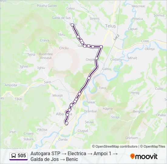 505 Bus Line Map