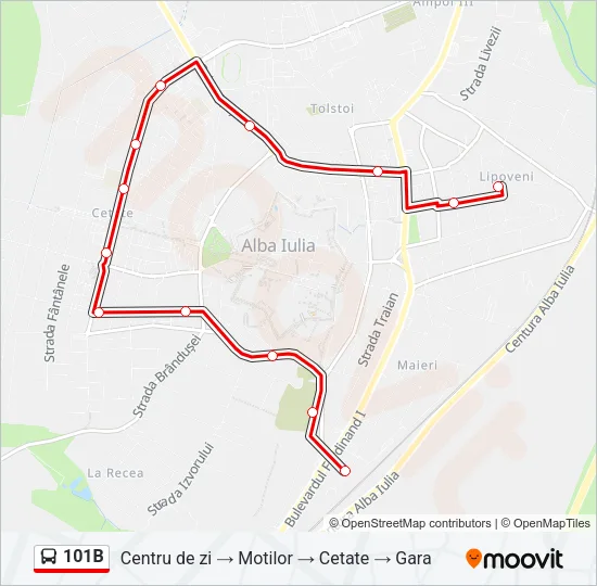101B Bus Line Map