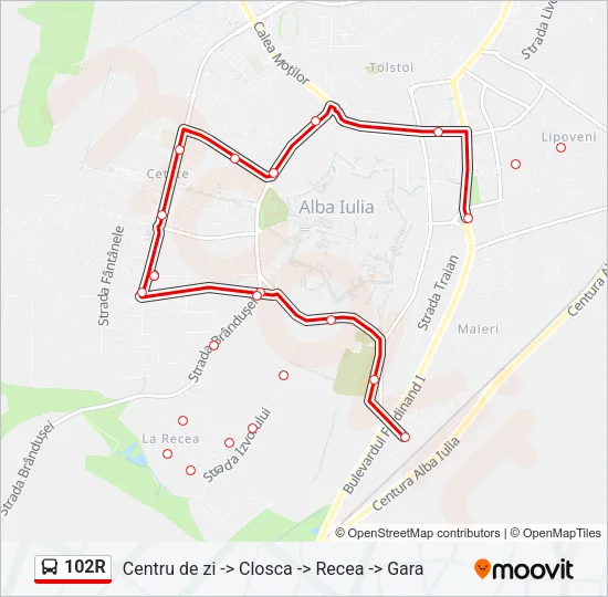 102R Bus Line Map
