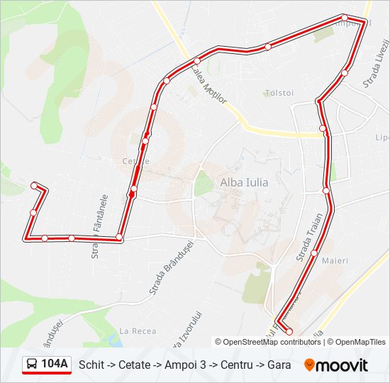 104A bus Line Map