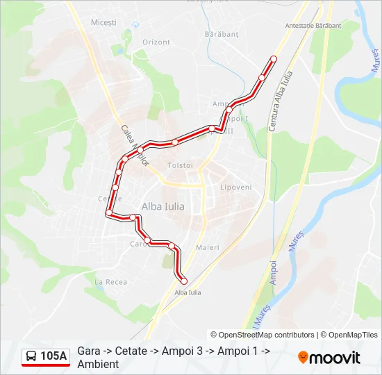 105A Bus Line Map