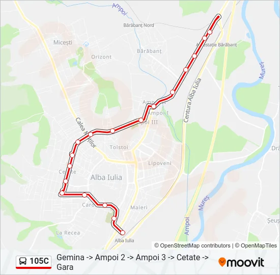 105C Bus Line Map