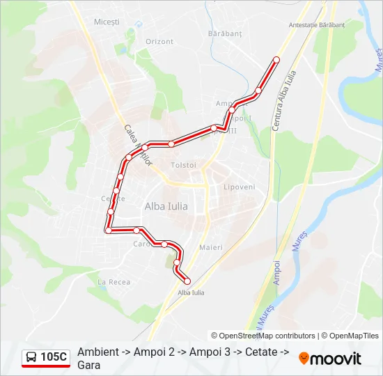 105C Bus Line Map