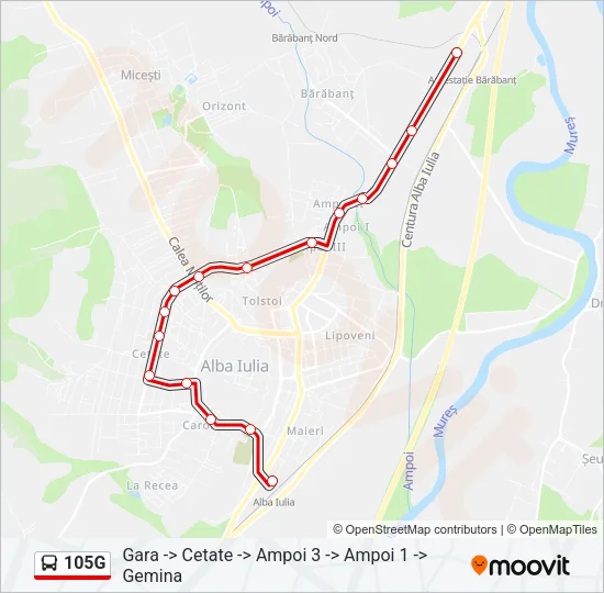 105G Bus Line Map