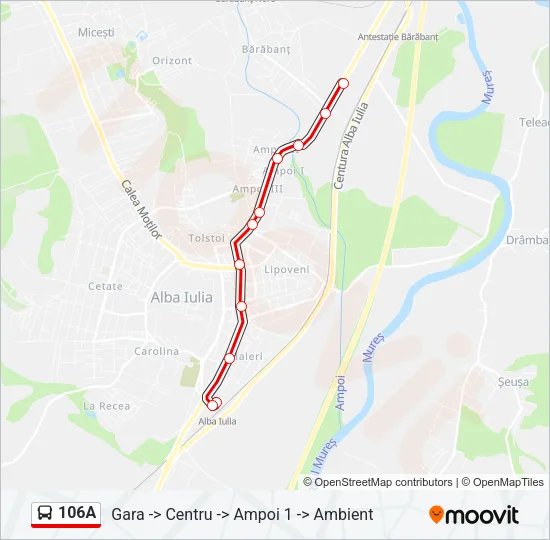 106A Bus Line Map