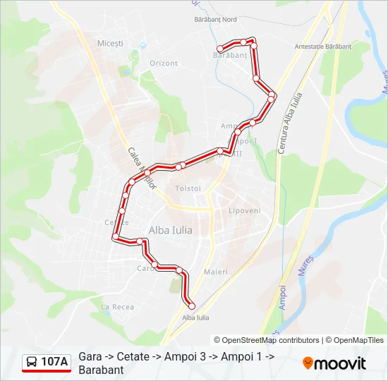 107A Bus Line Map