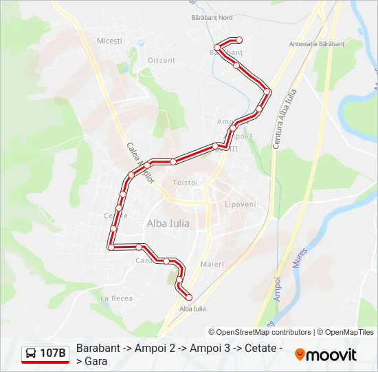 107B Bus Line Map