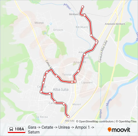 108A Bus Line Map