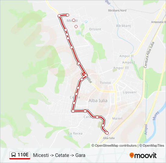 110E Bus Line Map