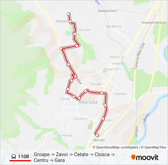 110R Bus Line Map