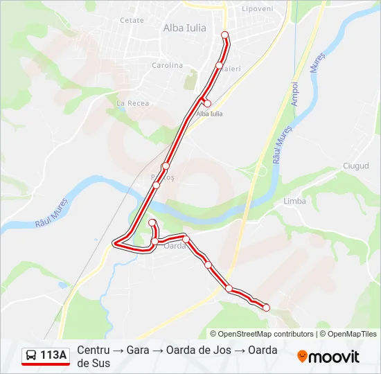 113A Bus Line Map
