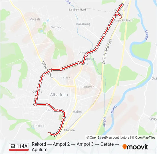 114A Bus Line Map