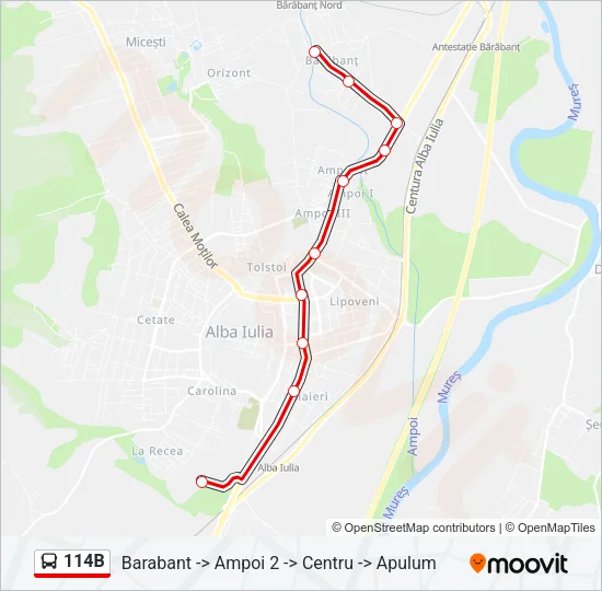 114B Bus Line Map