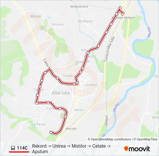 Hartă linie autobuz 114C