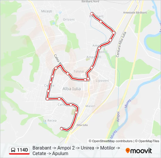 114D Bus Line Map