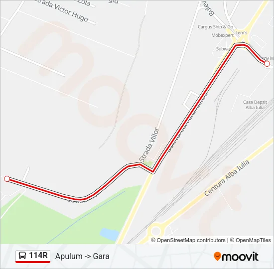114R Bus Line Map