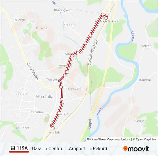 119A Bus Line Map