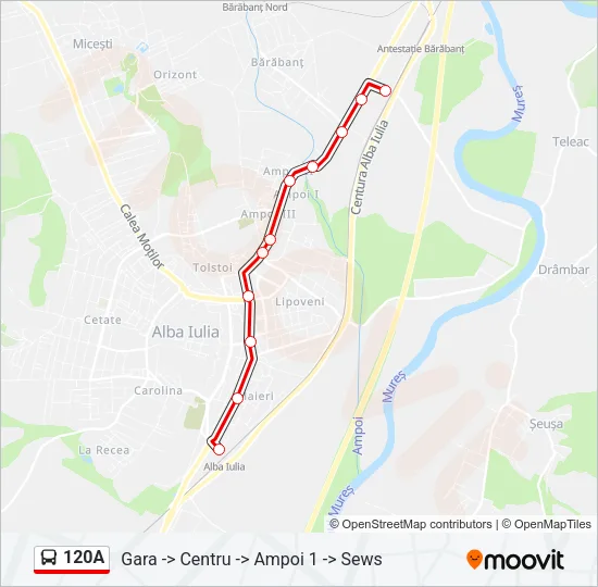 120A Bus Line Map