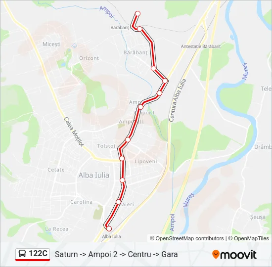122C Bus Line Map