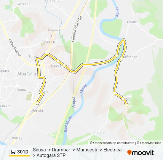 301D Bus Line Map