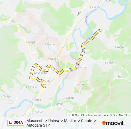304A Bus Line Map