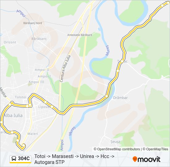 304C Bus Line Map