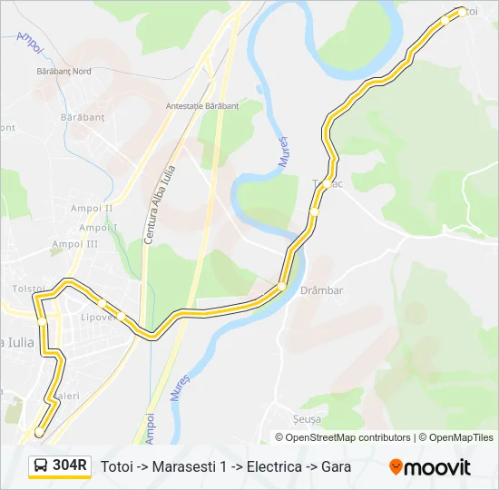 304R Bus Line Map