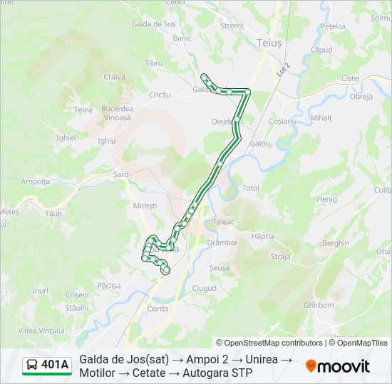 401A Bus Line Map