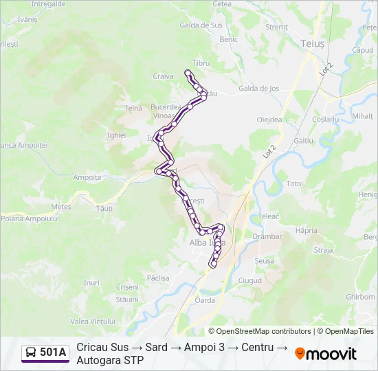 501A Bus Line Map
