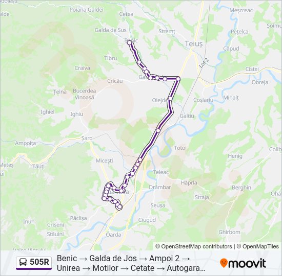 505R Bus Line Map