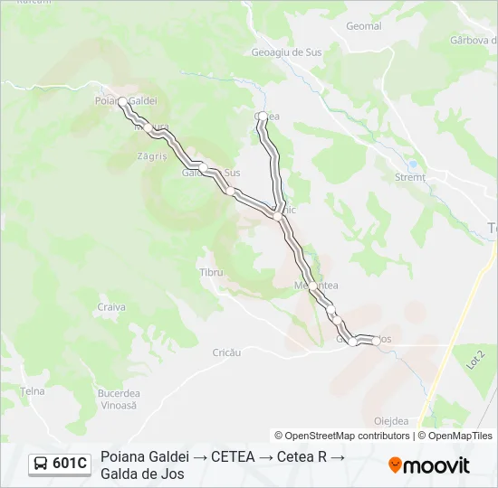 601C Bus Line Map