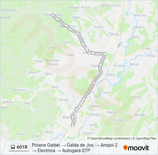 601R Bus Line Map