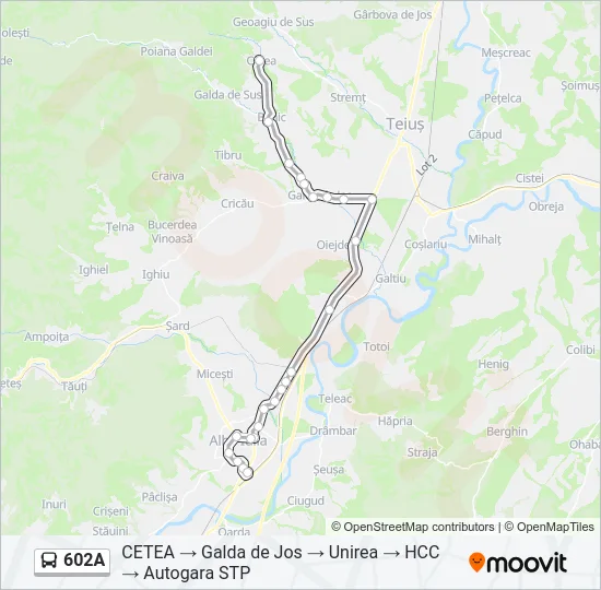 602A Bus Line Map