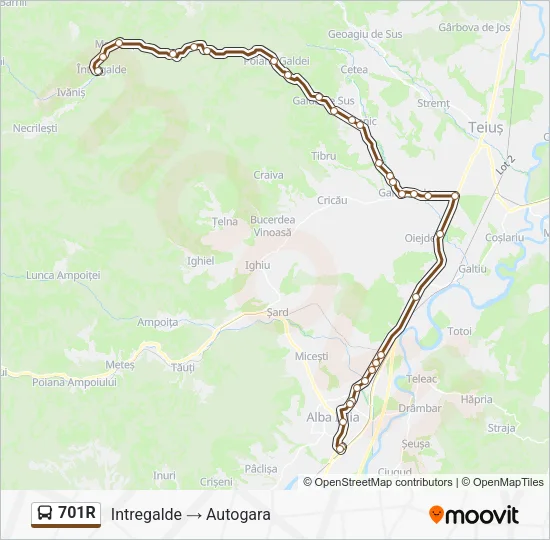 701R Bus Line Map