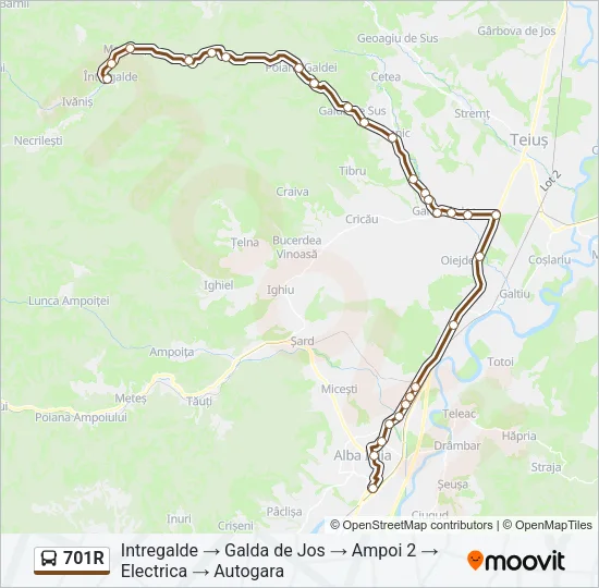 701R Bus Line Map