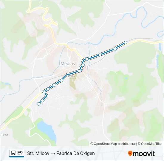 E9 Bus Line Map