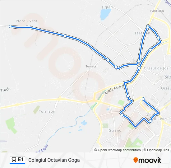 E1 Bus Line Map