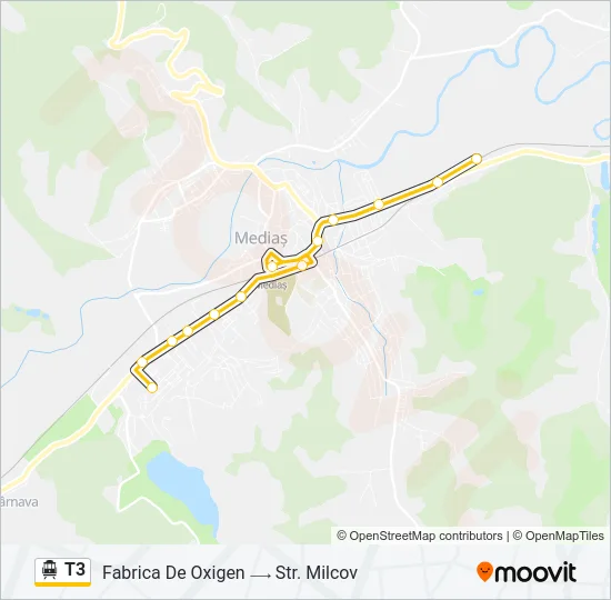 T3 Trolleybus Line Map