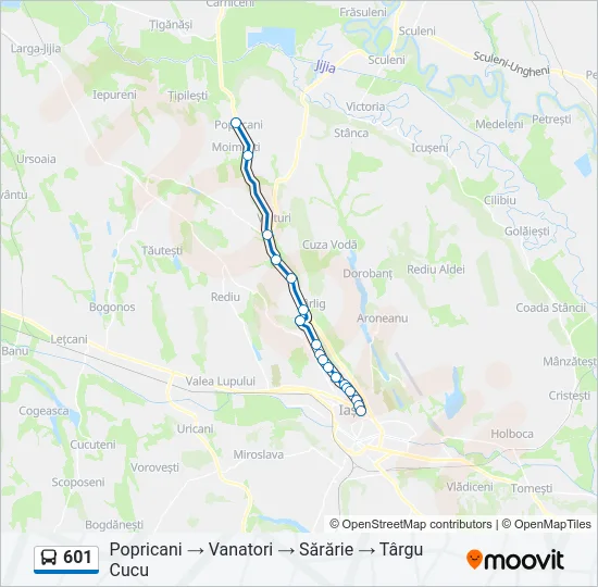 601 Bus Line Map