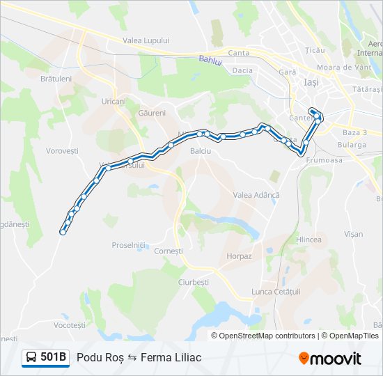 501B bus Line Map