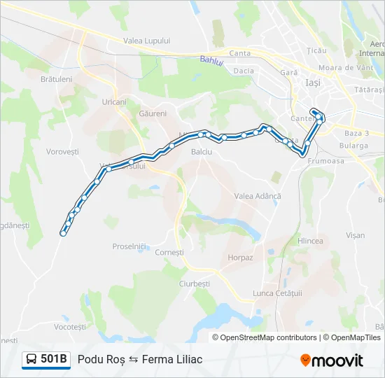 501B Bus Line Map