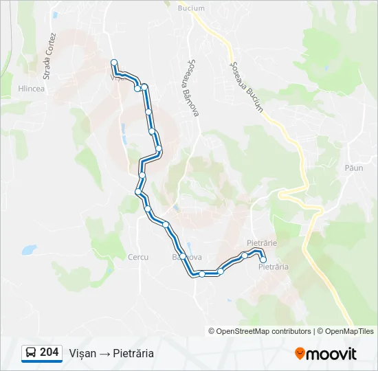 204 Bus Line Map