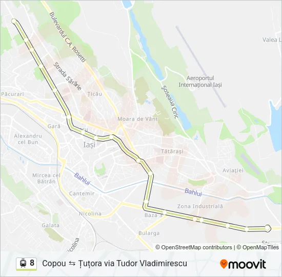 Hartă linie tramvai 8