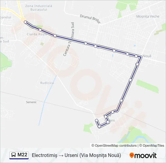 M22 Bus Line Map