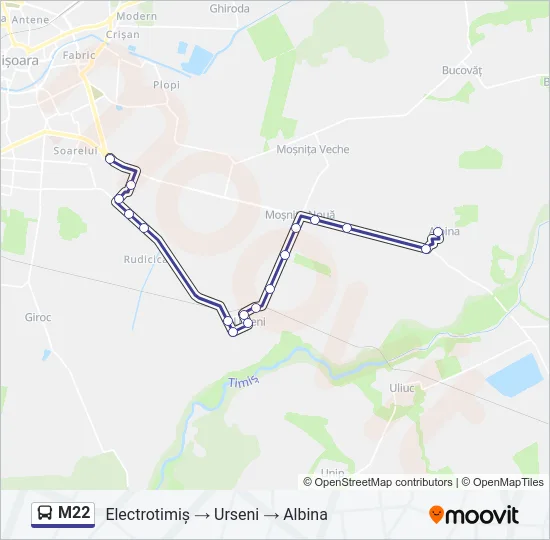 M22 Bus Line Map