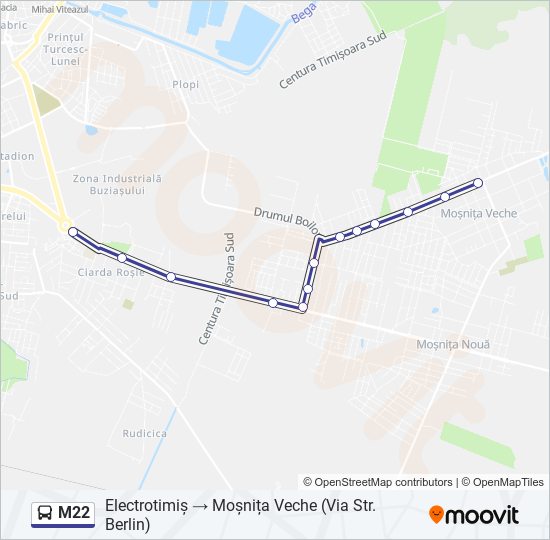 M22 bus Line Map