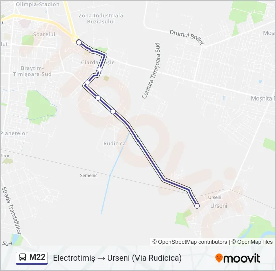 M22 Bus Line Map