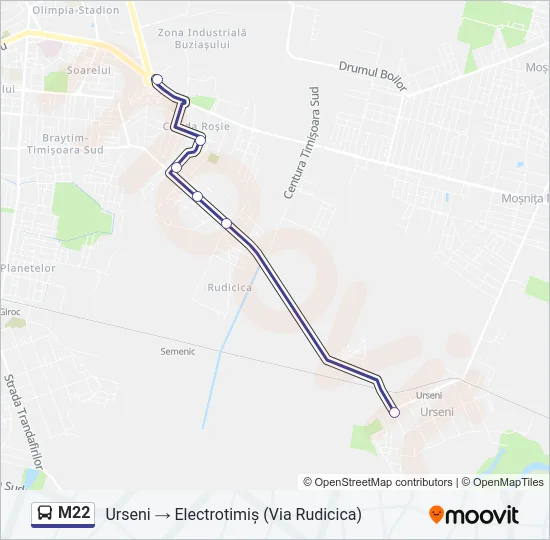 M22 Bus Line Map